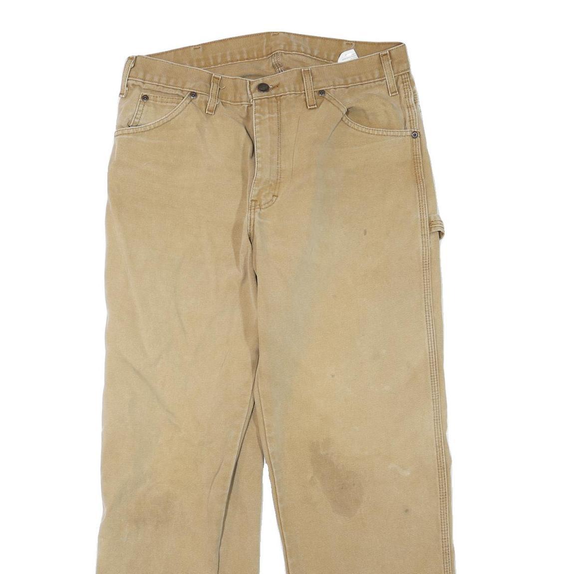 DICKIES Mens Jeans Beige Regular Straight Denim W32 L30 Workwear Carpenter Style