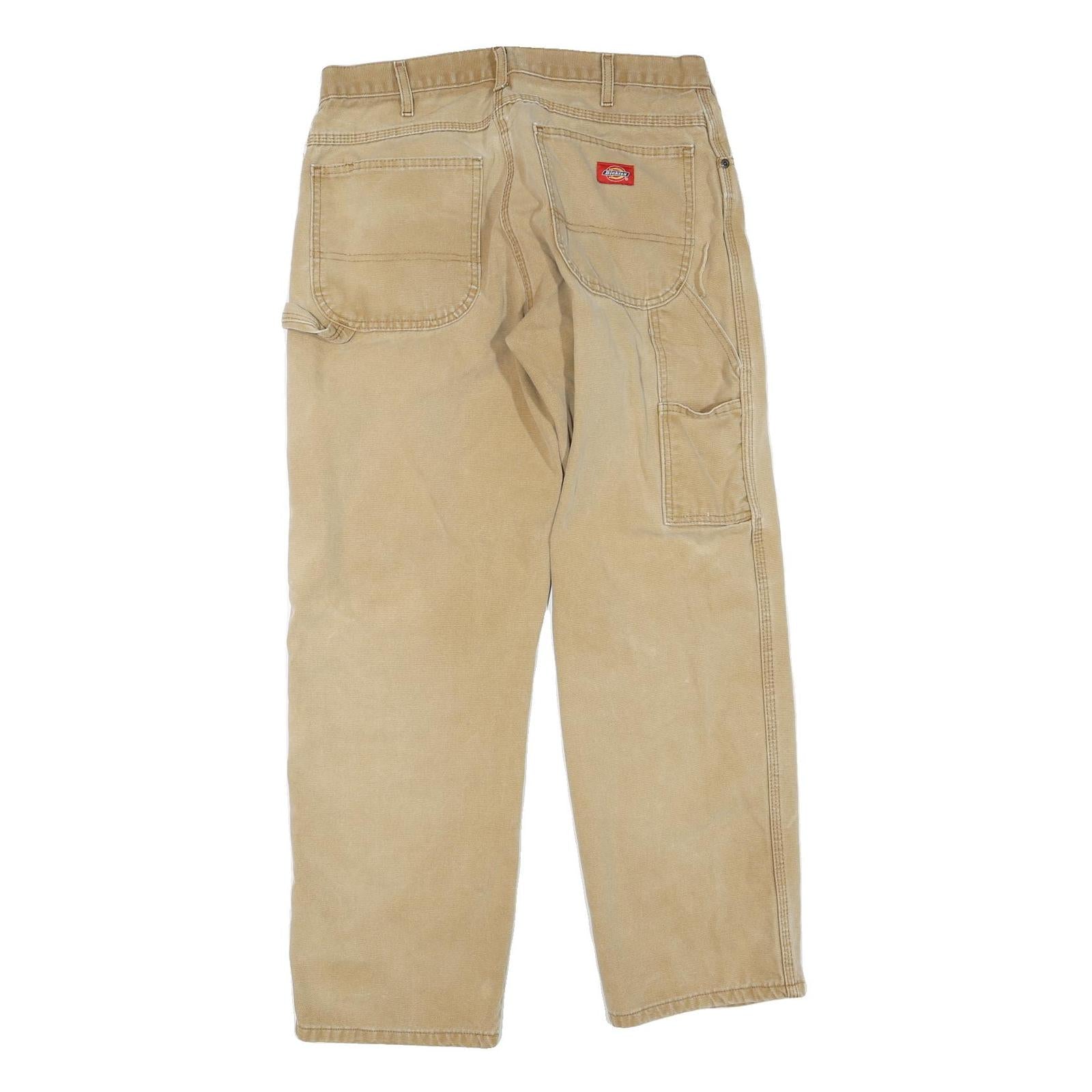 DICKIES Mens Jeans Beige Regular Straight Denim W32 L30 Workwear Carpenter Style