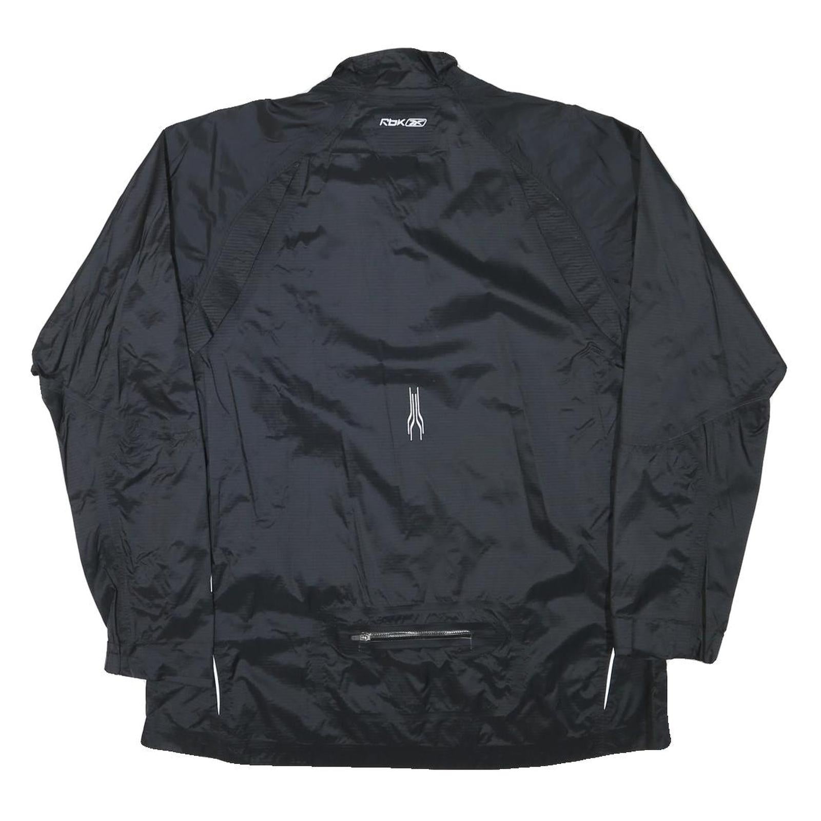 REEBOK Womens Black Zip Polyester Blend Jacket XL Plain Lightweight Sportswear