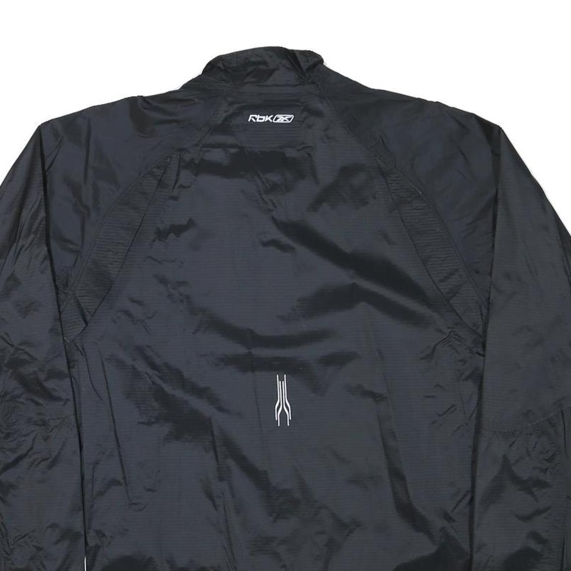 REEBOK Womens Black Zip Polyester Blend Jacket XL Plain Lightweight Sportswear