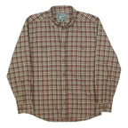 WOOLRICH Mens Brown & Cream Check Shirt M Cotton Blend Button Collar