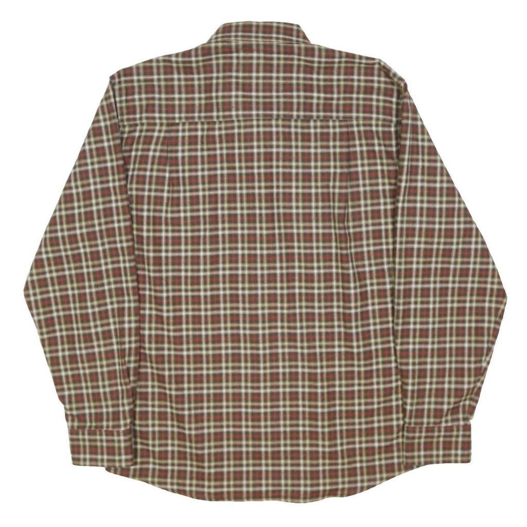 WOOLRICH Mens Brown & Cream Check Shirt M Cotton Blend Button Collar