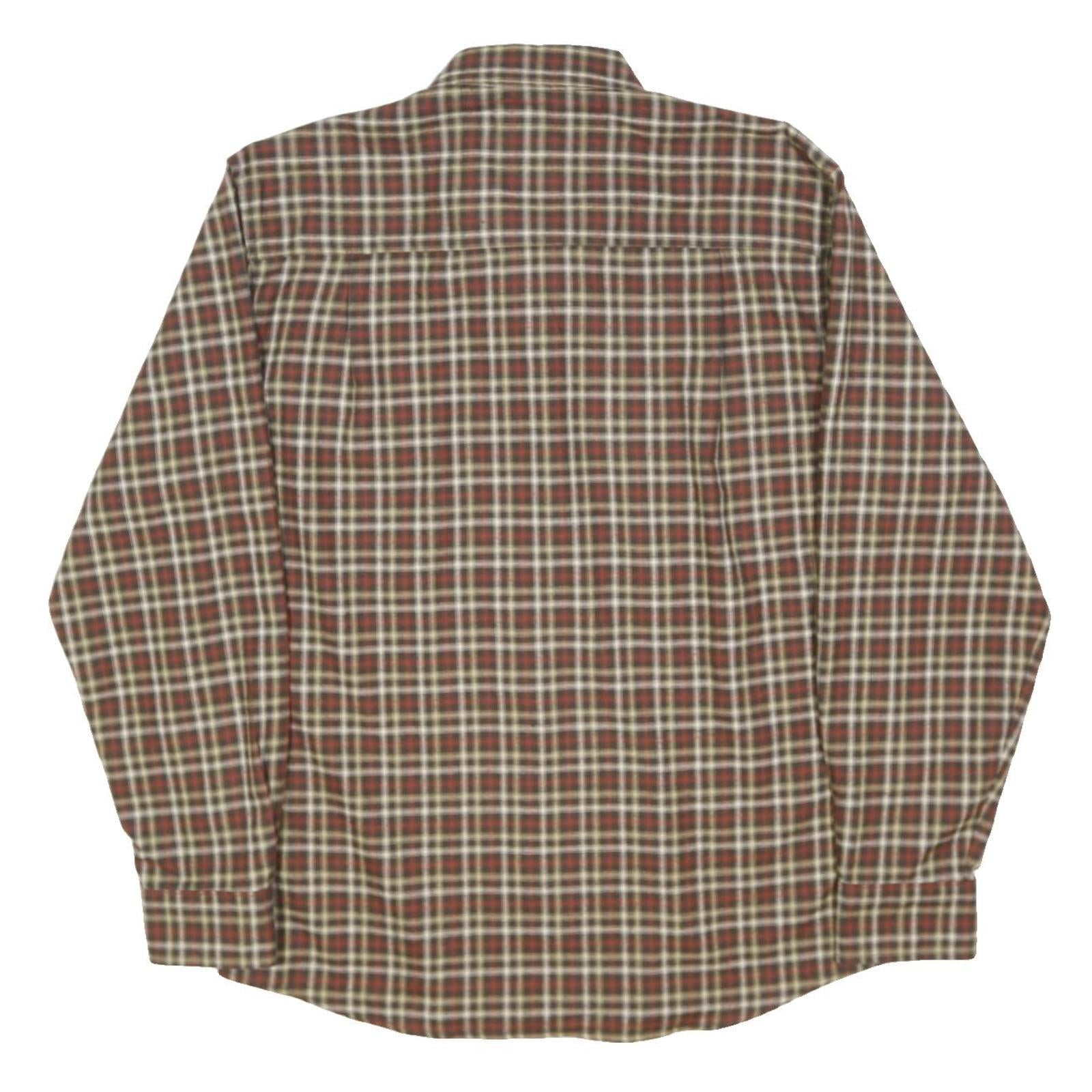 WOOLRICH Mens Brown & Cream Check Shirt M Cotton Blend Button Collar