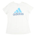 ADIDAS Mens White Light Blue Logo Graphic T-Shirt L Short Sleeve Crew Neck