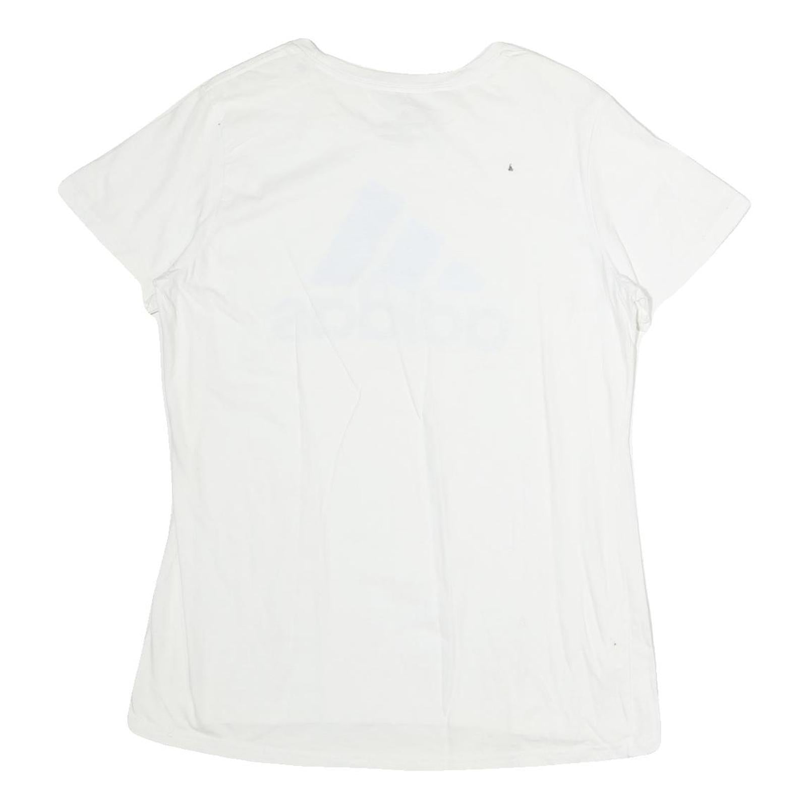 ADIDAS Mens White Light Blue Logo Graphic T-Shirt L Short Sleeve Crew Neck