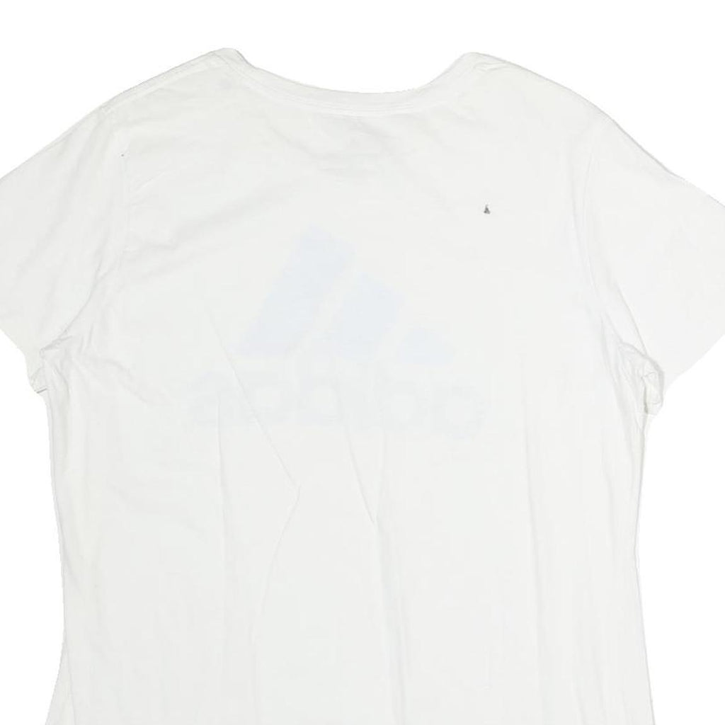 ADIDAS Mens White Light Blue Logo Graphic T-Shirt L Short Sleeve Crew Neck