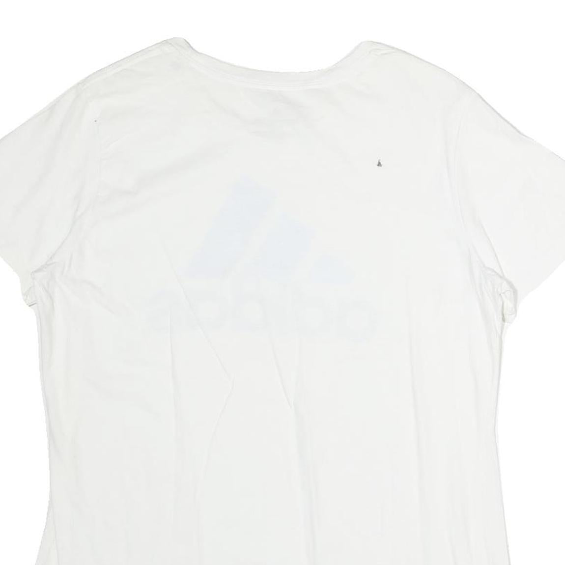 ADIDAS Mens White Light Blue Logo Graphic T-Shirt L Short Sleeve Crew Neck