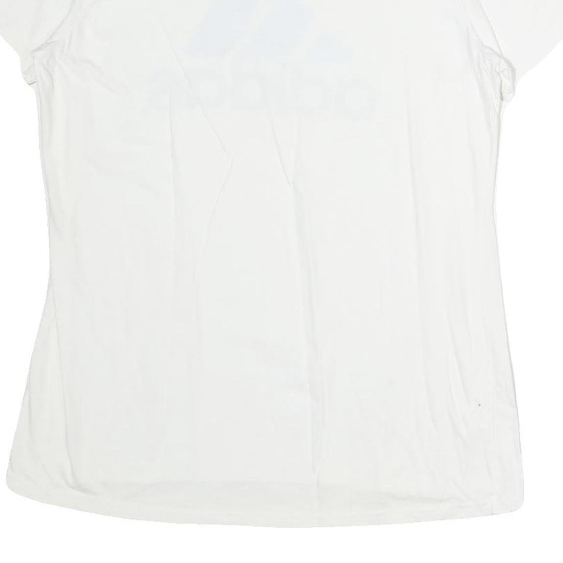 ADIDAS Mens White Light Blue Logo Graphic T-Shirt L Short Sleeve Crew Neck