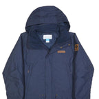 COLUMBIA Mens Blue Outdoor Jacket S Polyester Blend Zip Hooded Plain