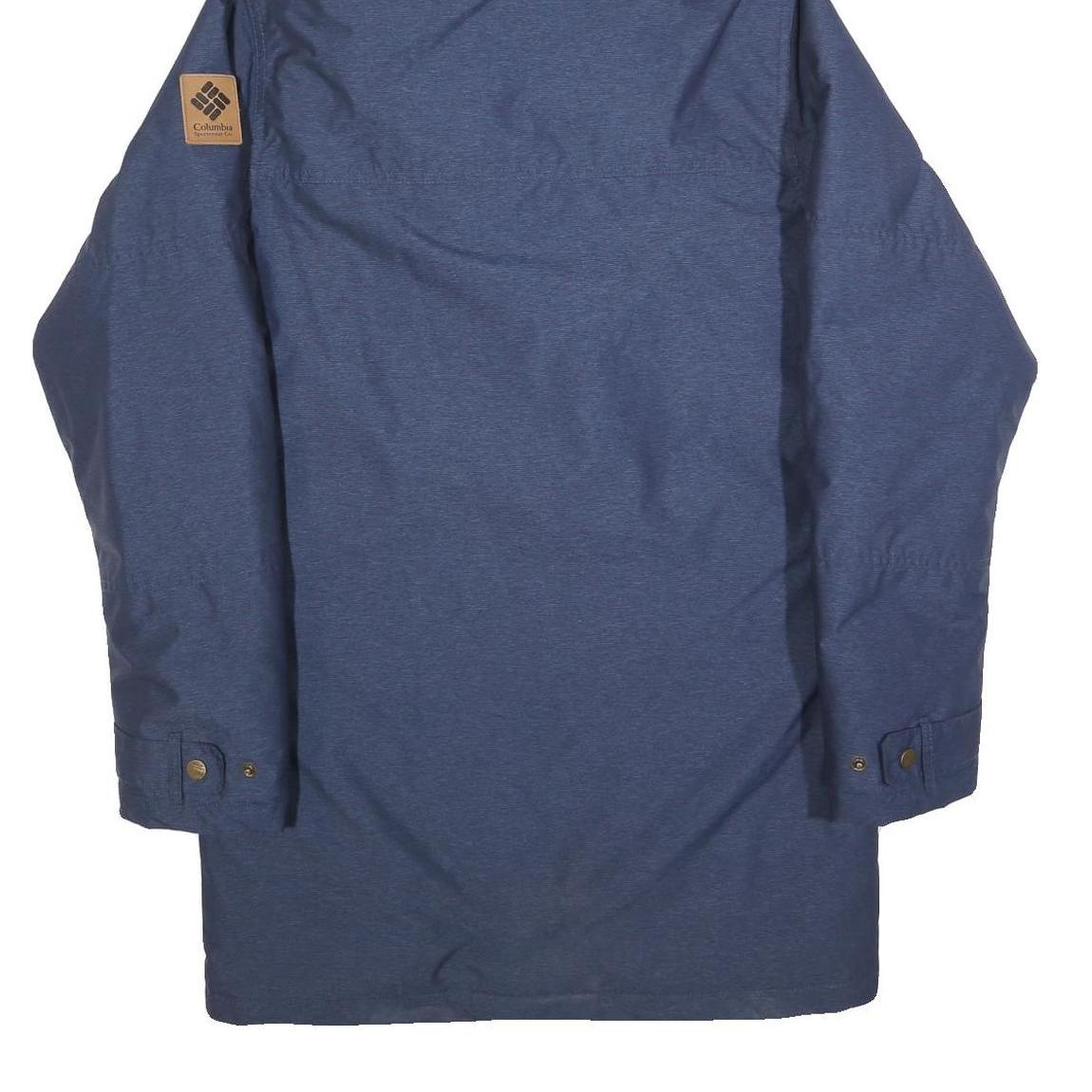 COLUMBIA Mens Blue Outdoor Jacket S Polyester Blend Zip Hooded Plain