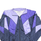 PAND'ORA Womens Blue & Purple Zip Jacket L Polyester Blend Colourblock Retro