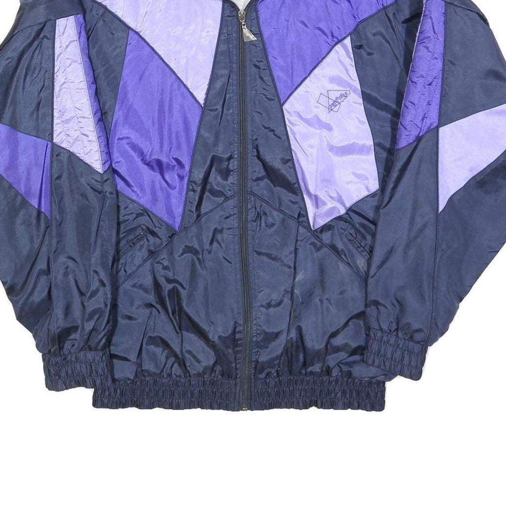 PAND'ORA Womens Blue & Purple Zip Jacket L Polyester Blend Colourblock Retro