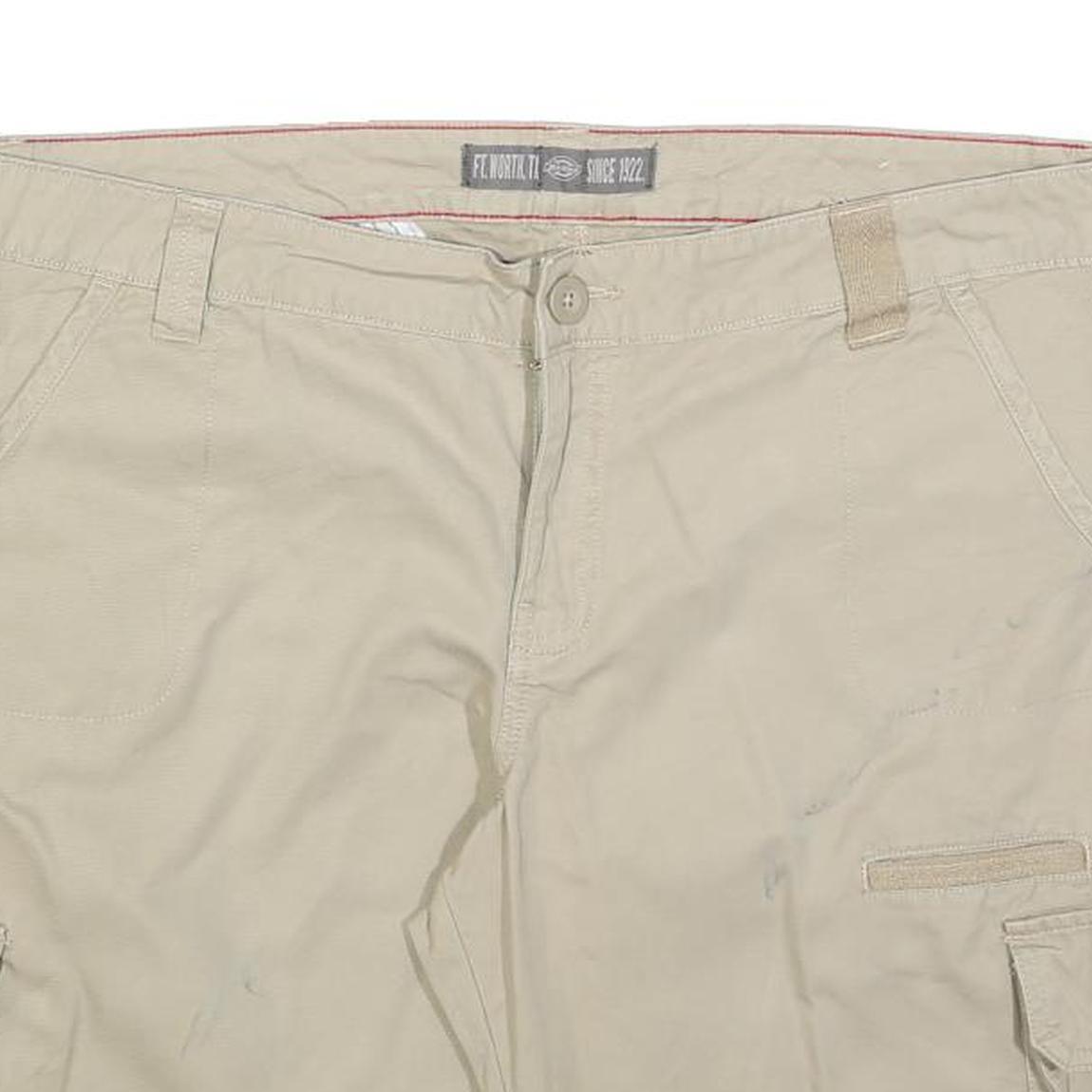 DICKIES Womens Beige Cargo Cotton Blend Shorts XL W38 Practical Pockets