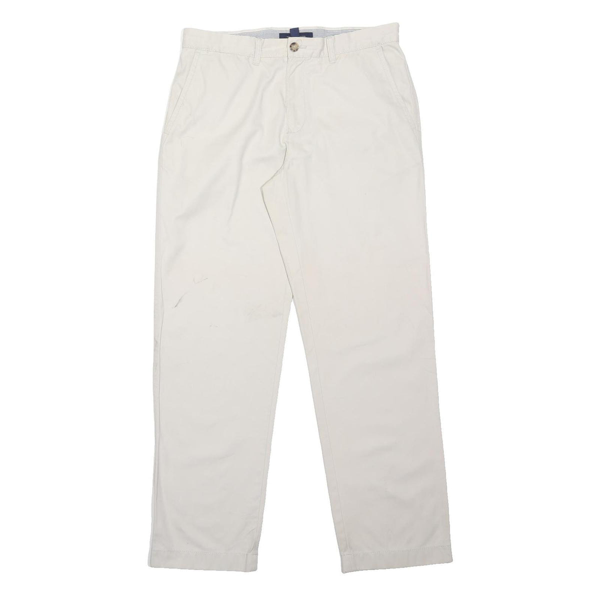 TOMMY HILFIGER Mens Cotton Blend White Regular Straight Trousers W34 L32 Classic