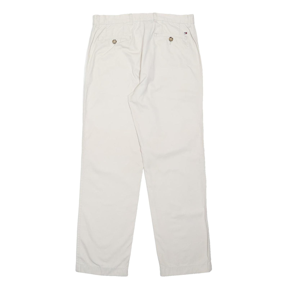 TOMMY HILFIGER Mens Cotton Blend White Regular Straight Trousers W34 L32 Classic