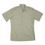Mens Beige Cotton Blend Shirt M Short Sleeve Button Pocket Casual Workwear