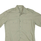 Mens Beige Cotton Blend Shirt M Short Sleeve Button Pocket Casual Workwear