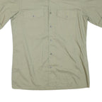 Mens Beige Cotton Blend Shirt M Short Sleeve Button Pocket Casual Workwear