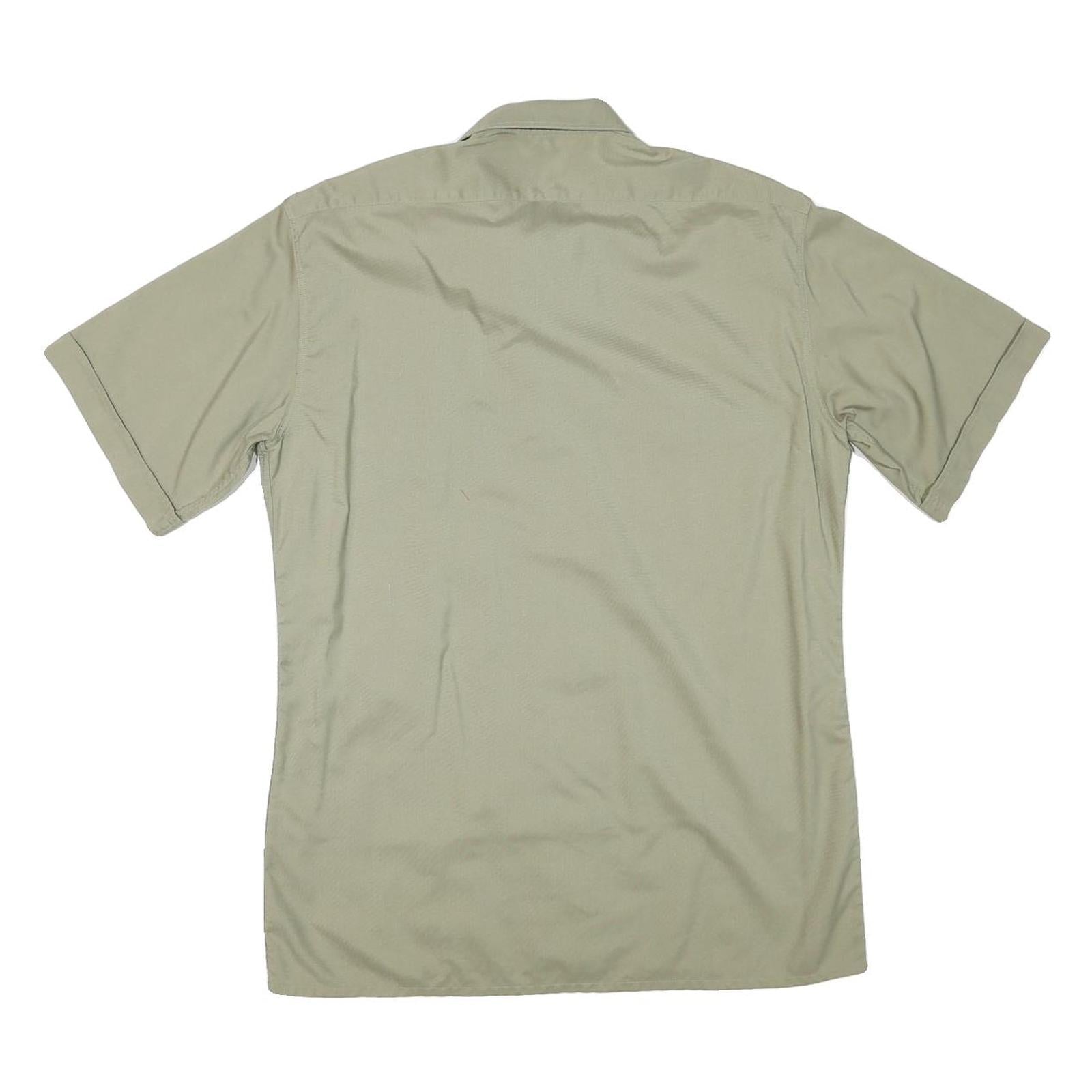 Mens Beige Cotton Blend Shirt M Short Sleeve Button Pocket Casual Workwear