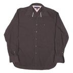 TOMMY HILFIGER Mens Black Button Down Shirt L Classic Fit Cotton Blend