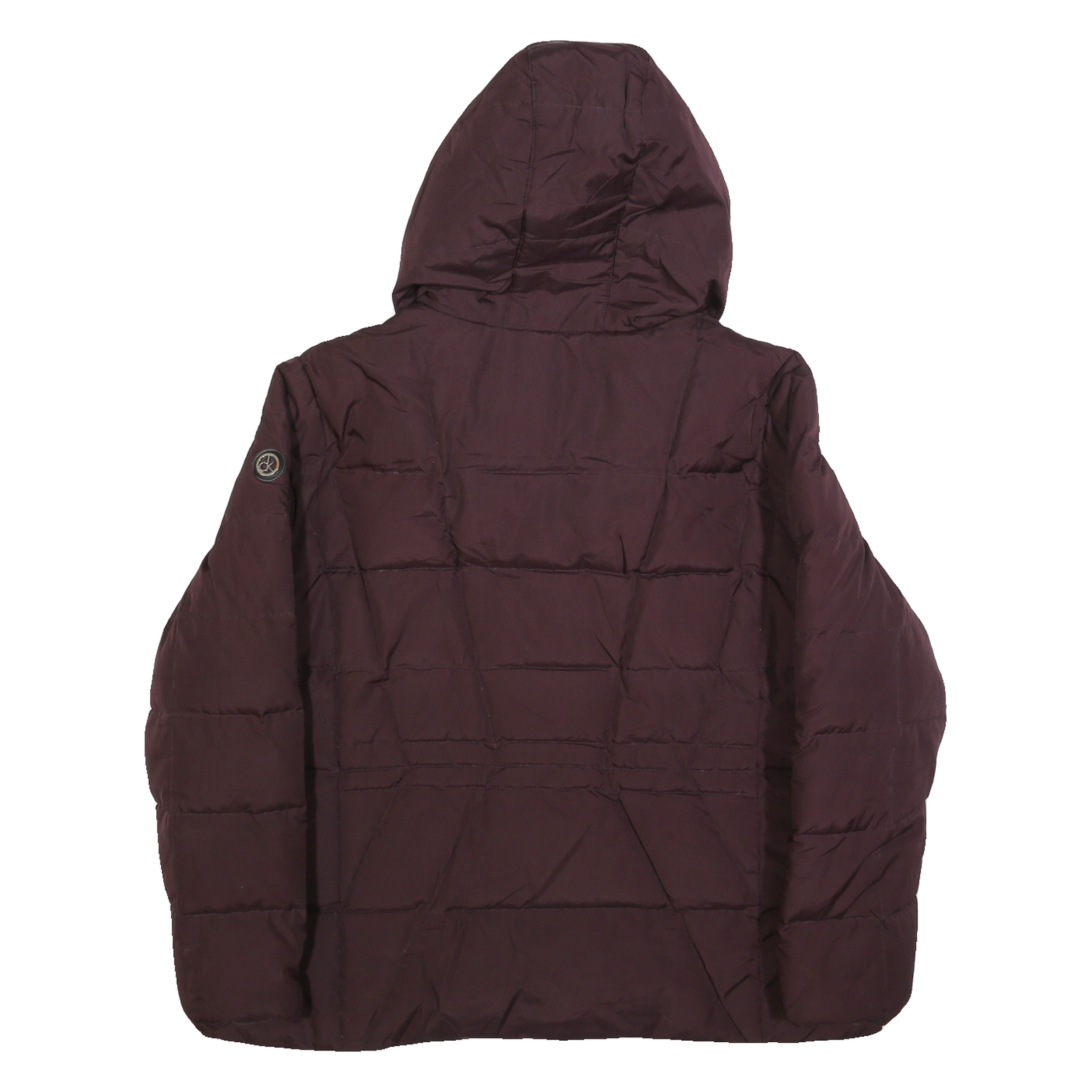 CALVIN KLEIN Womens Maroon Puffer Jacket XL Polyester Blend Hooded Zip