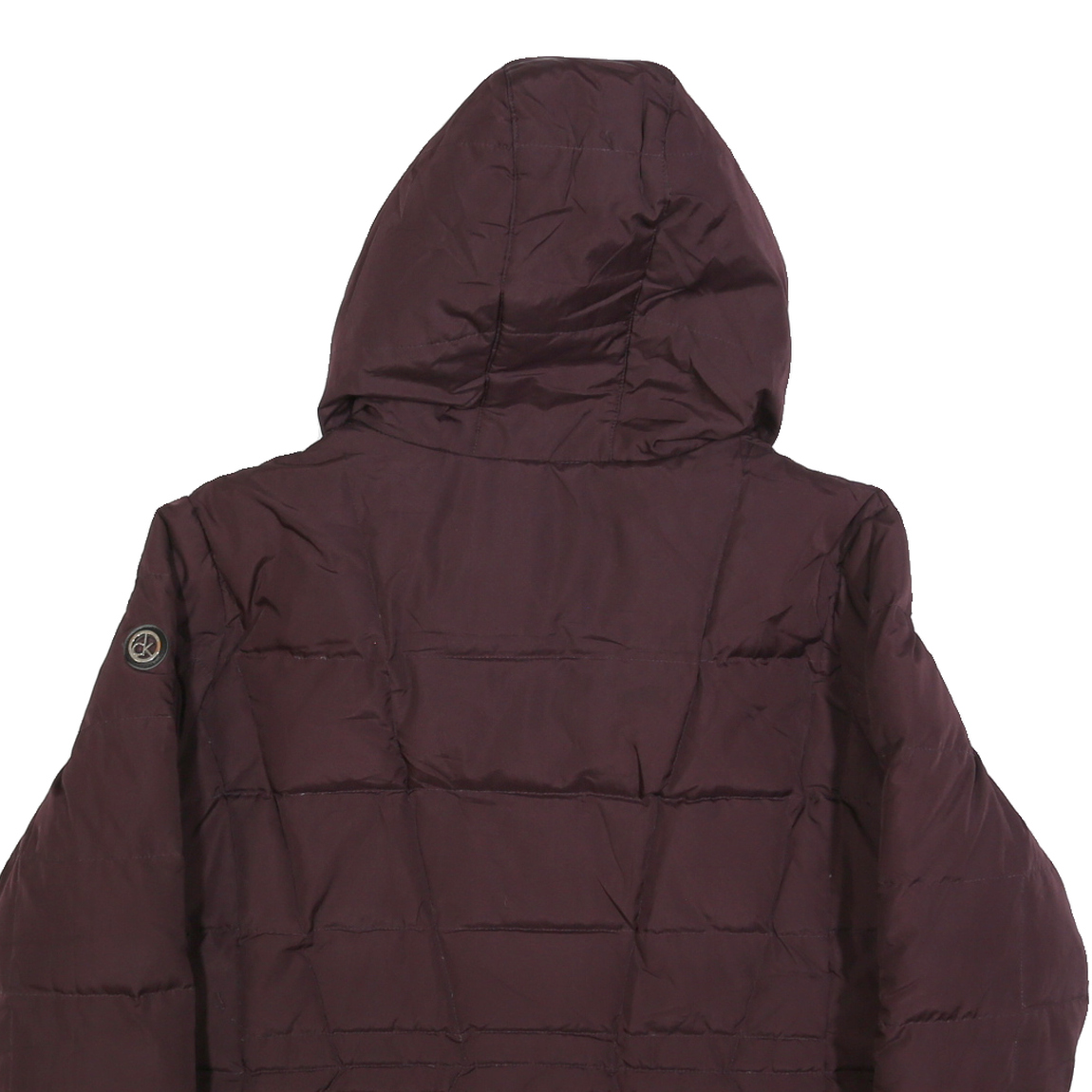 CALVIN KLEIN Womens Maroon Puffer Jacket XL Polyester Blend Hooded Zip