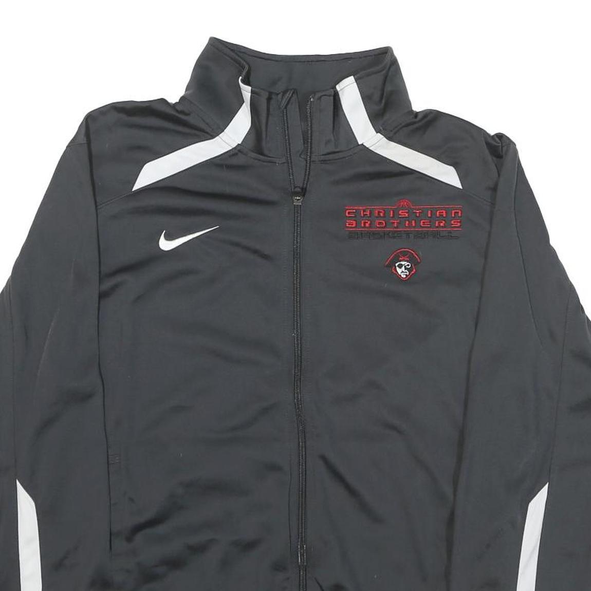 NIKE Mens Black & White Christian Brothers Basketball Track Jacket S Polyester