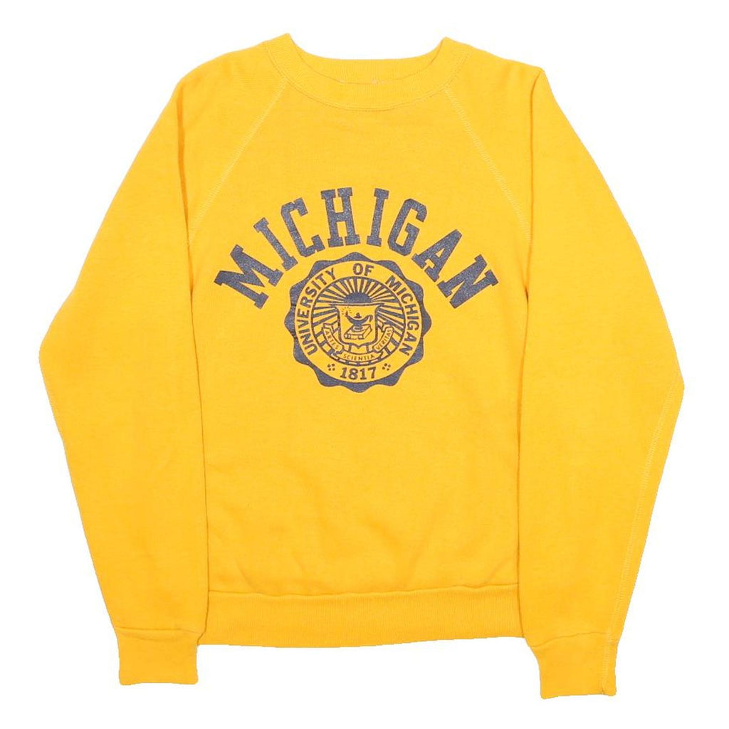 Mens Yellow University Of Michigan Crew Neck Sweatshirt S Cotton Blend Casual
