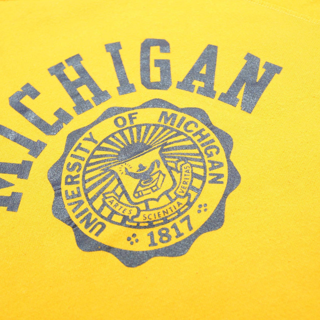 Mens Yellow University Of Michigan Crew Neck Sweatshirt S Cotton Blend Casual
