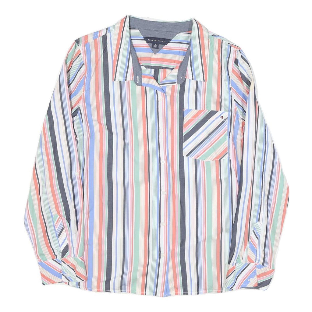 TOMMY HILFIGER Womens Multicolour Stripe Shirt XL Casual Button-Up Cotton