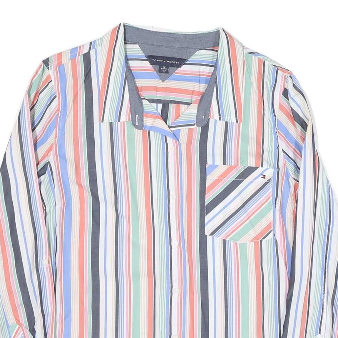 TOMMY HILFIGER Womens Multicolour Stripe Shirt XL Casual Button-Up Cotton