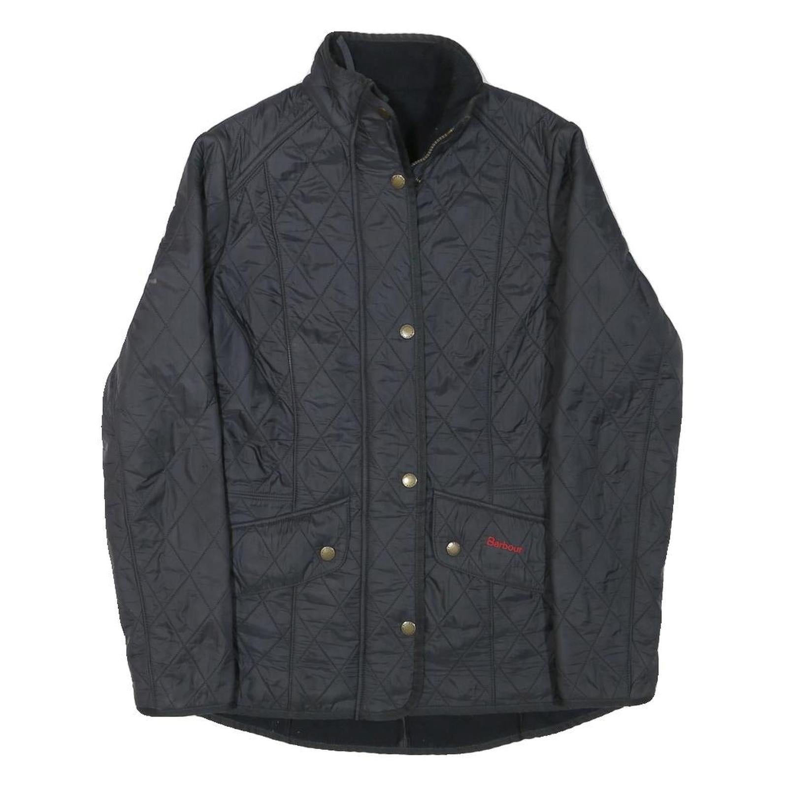 BARBOUR Womens Black Quilted Jacket UK 8 Polyester Blend Button Closure Stylish