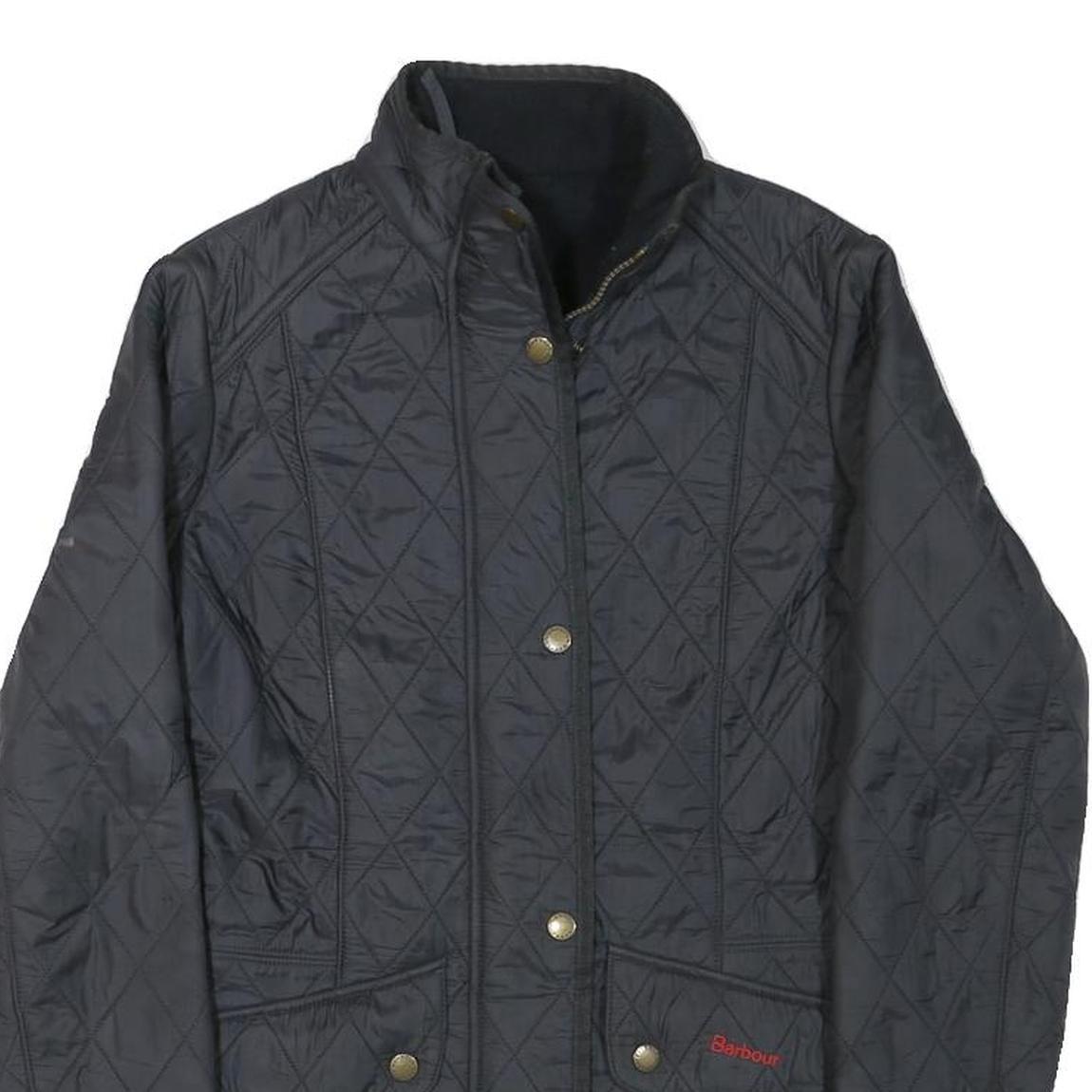 BARBOUR Womens Black Quilted Jacket UK 8 Polyester Blend Button Closure Stylish