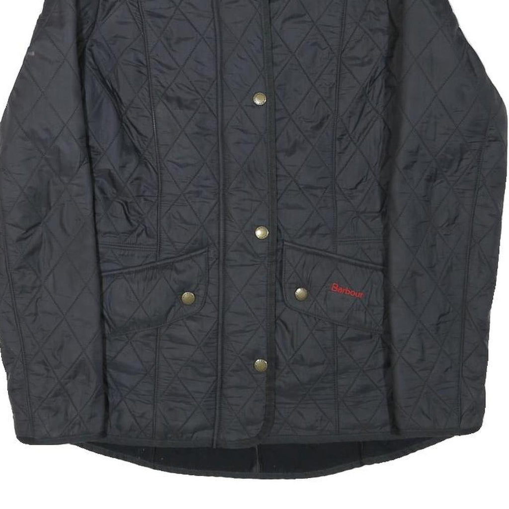 BARBOUR Womens Black Quilted Jacket UK 8 Polyester Blend Button Closure Stylish