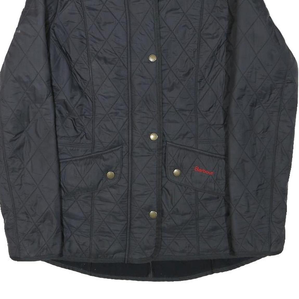 BARBOUR Womens Black Quilted Jacket UK 8 Polyester Blend Button Closure Stylish