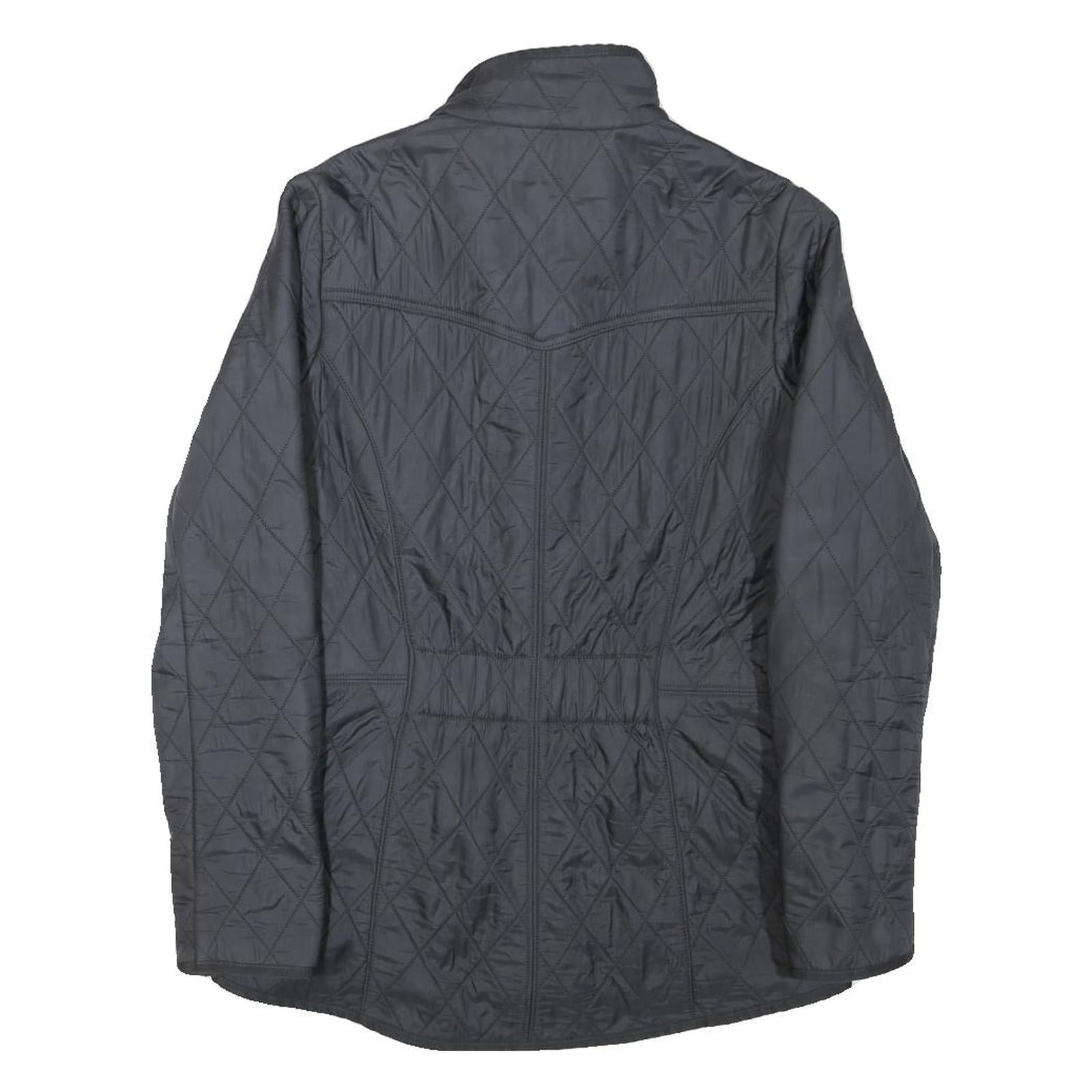 BARBOUR Womens Black Quilted Jacket UK 8 Polyester Blend Button Closure Stylish