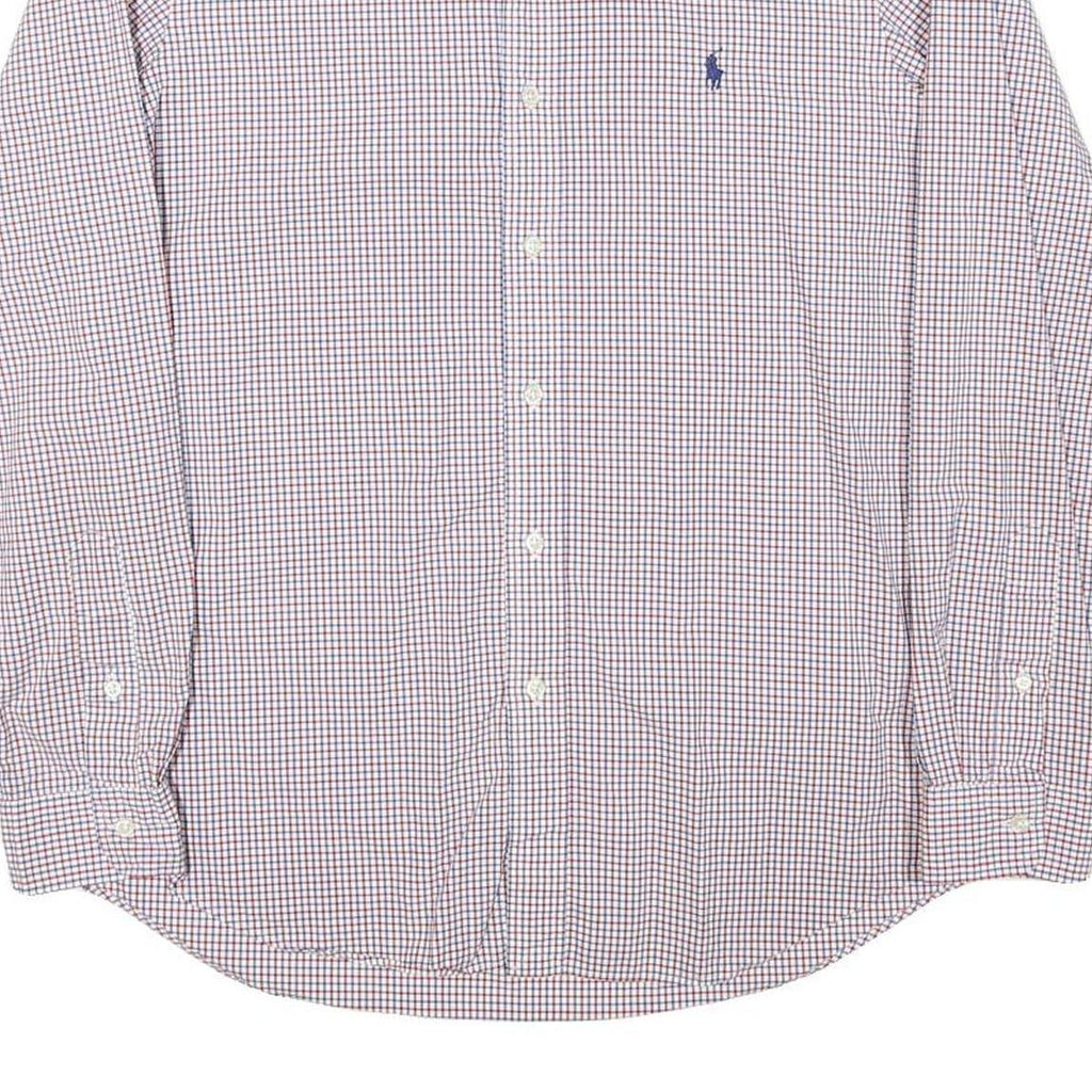 RALPH LAUREN Mens White & Red Check Shirt M Classic Button Down Cotton Blend