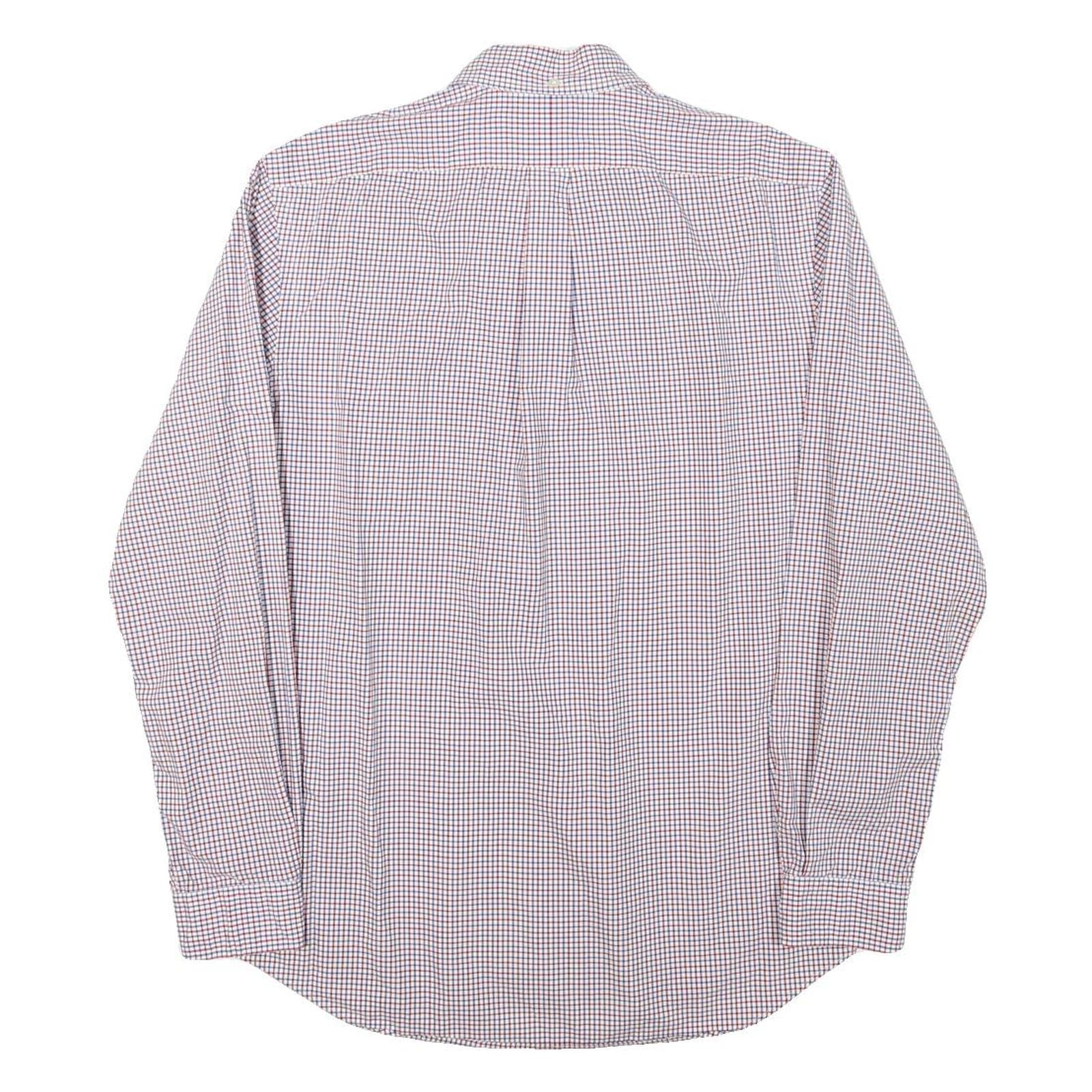 RALPH LAUREN Mens White & Red Check Shirt M Classic Button Down Cotton Blend