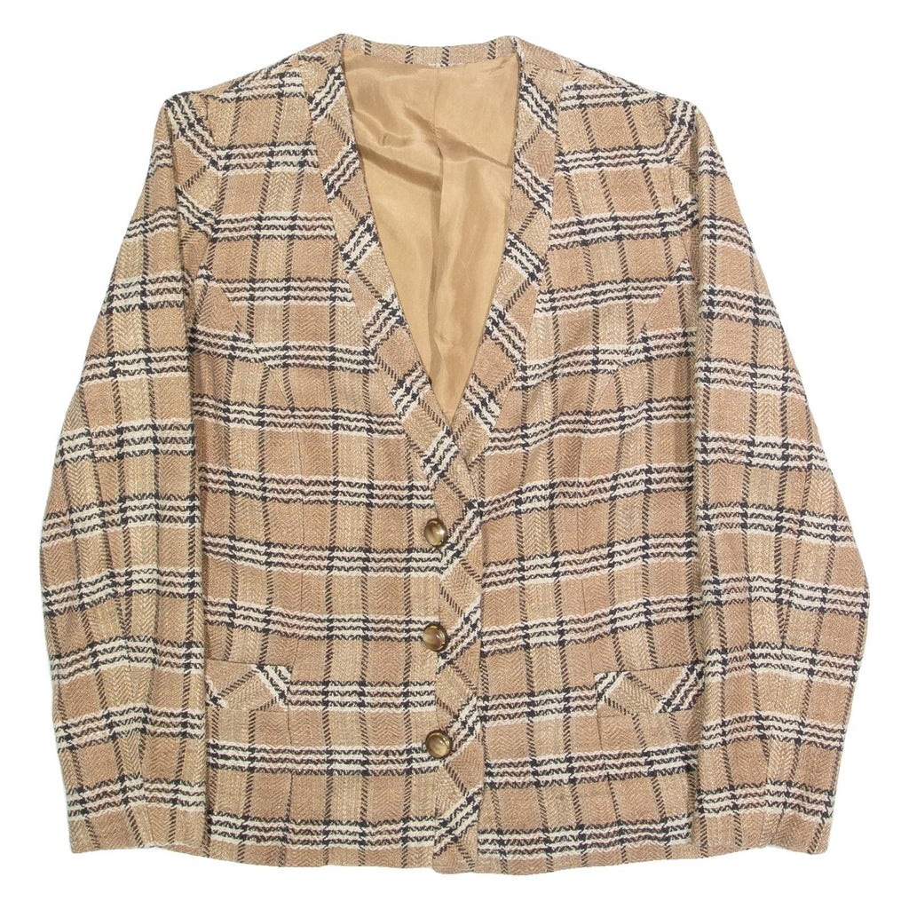 Womens Blazer Jacket Beige 90s Check S