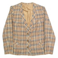 Womens Blazer Jacket Beige 90s Check S