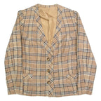 Womens Blazer Jacket Beige 90s Check S