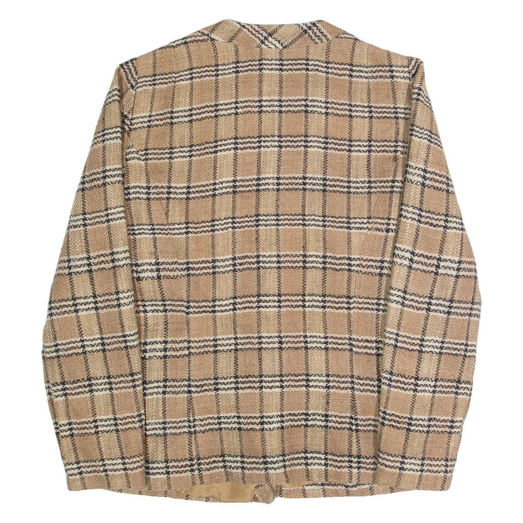 Womens Blazer Jacket Beige 90s Check S