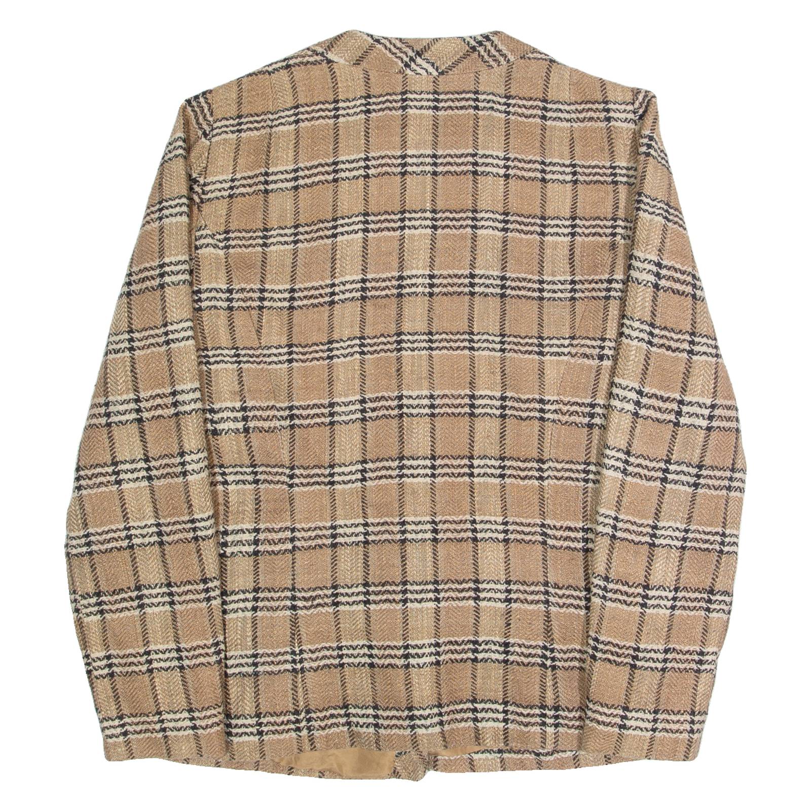 Womens Blazer Jacket Beige 90s Check S