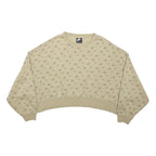 NIKE Womens Beige Sweatshirt Crew Neck M All Over Mini Swoosh Print Cropped
