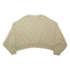 NIKE Womens Beige Sweatshirt Crew Neck M All Over Mini Swoosh Print Cropped