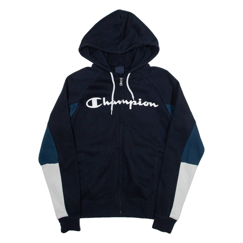 CHAMPION Womens Blue Hoodie Full Zip S