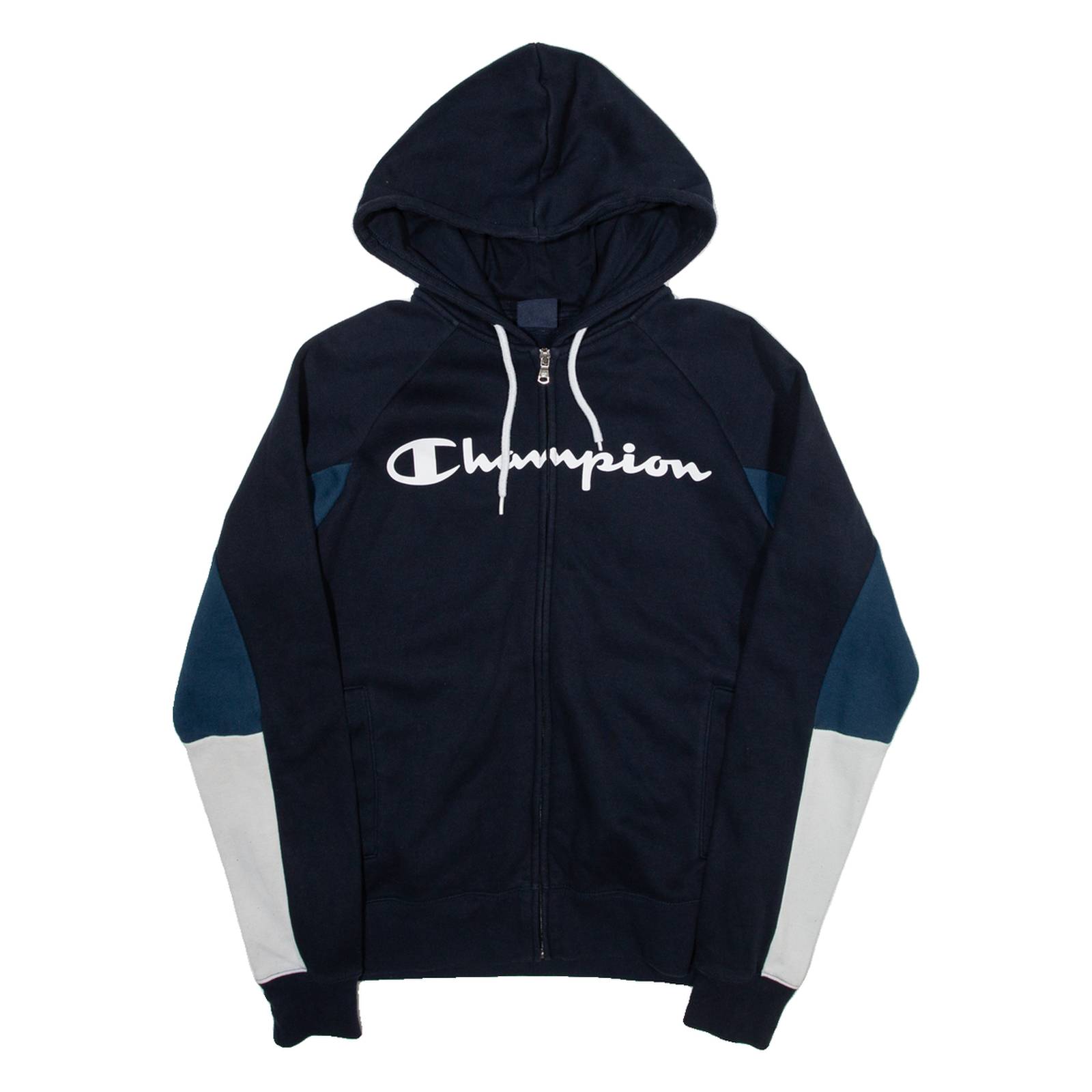 CHAMPION Womens Blue Hoodie Full Zip S