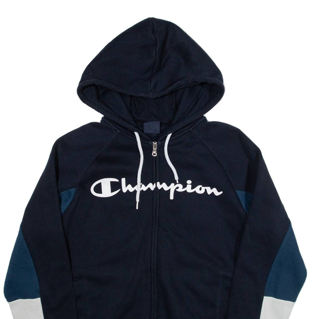 CHAMPION Womens Blue Hoodie Full Zip S