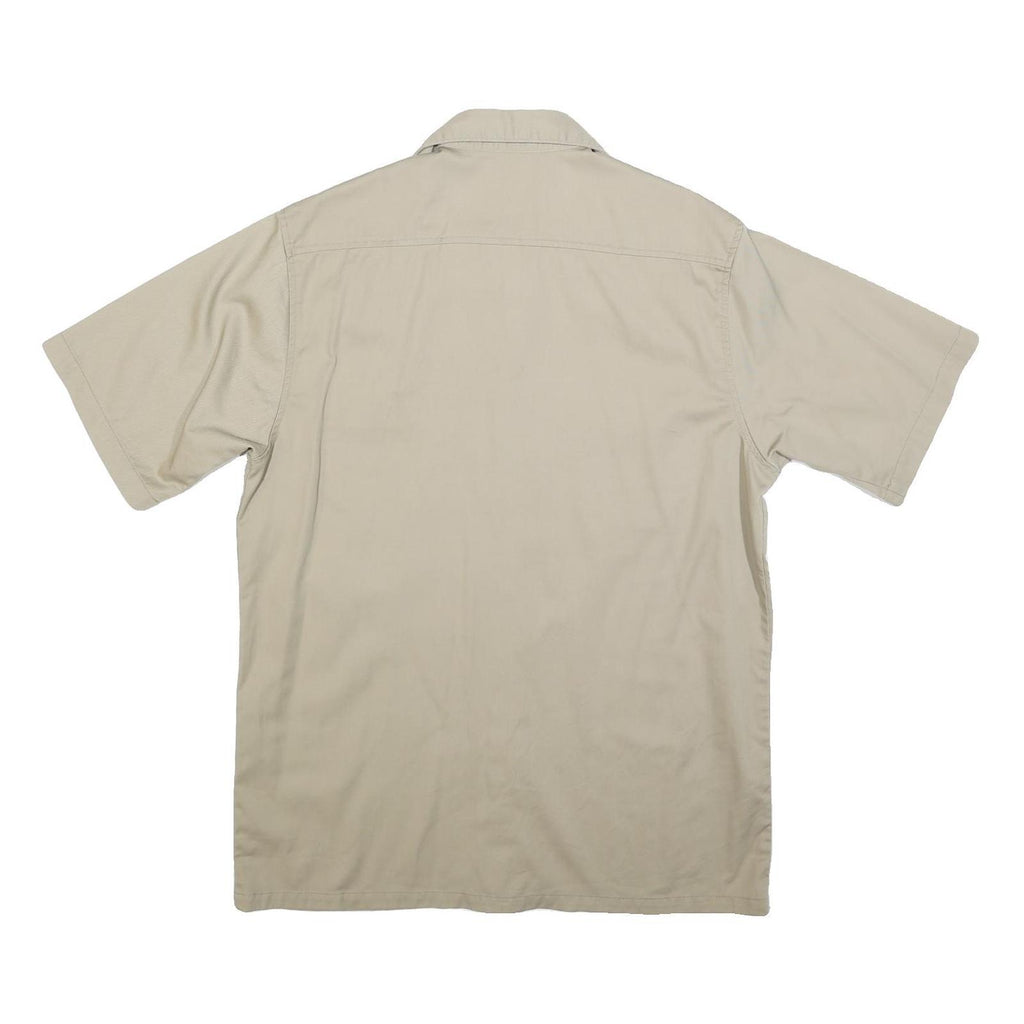 CARHARTT Mens Beige Cotton Short Sleeve Work Shirt L Utility Pockets