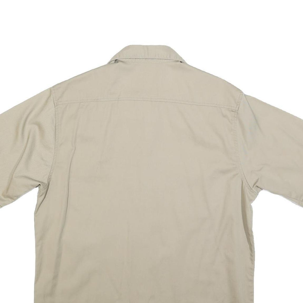 CARHARTT Mens Beige Cotton Short Sleeve Work Shirt L Utility Pockets